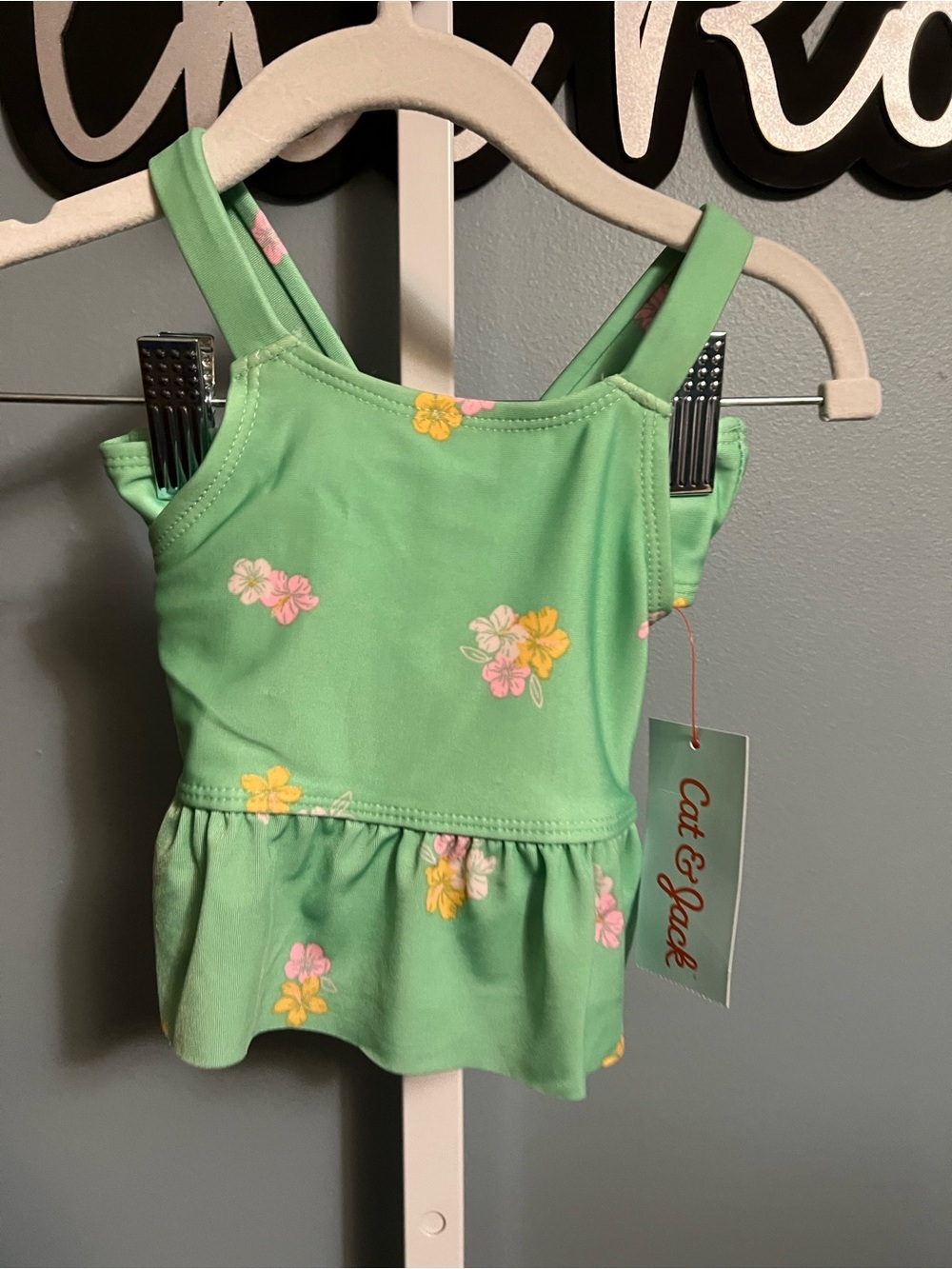 Cat & Jack Mint Green Floral Peplum Tankini Set NWT